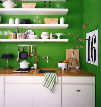cucina bianco verde