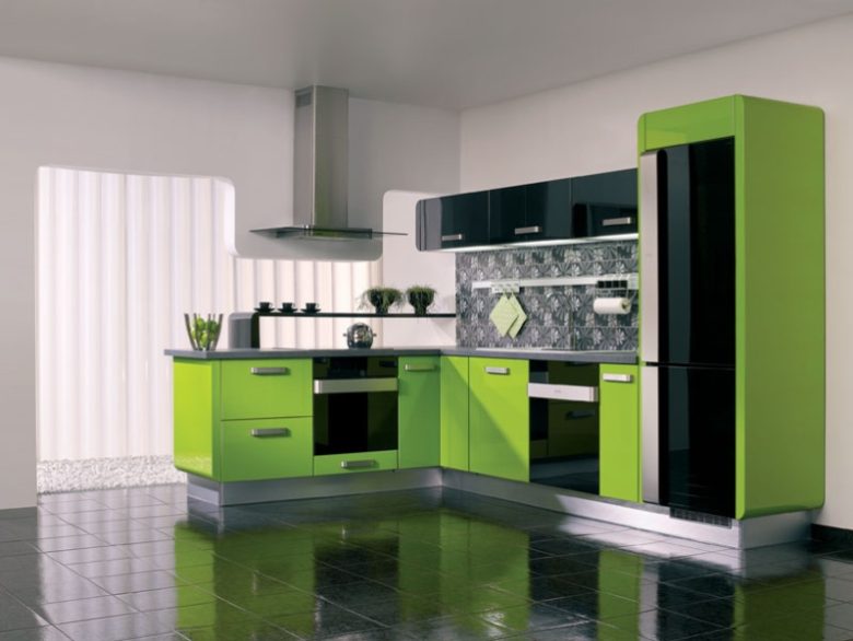cucina grigio nero verde