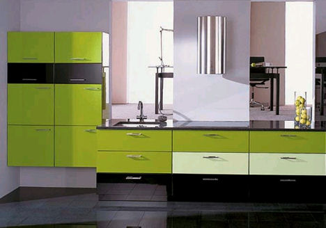 cucina nera verde