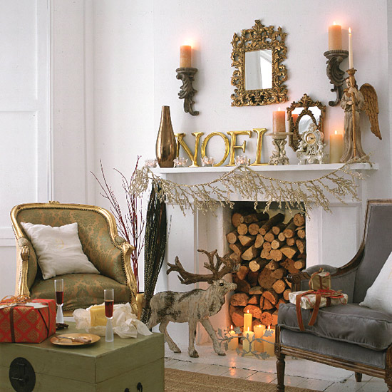 decorazioni natalizie camino