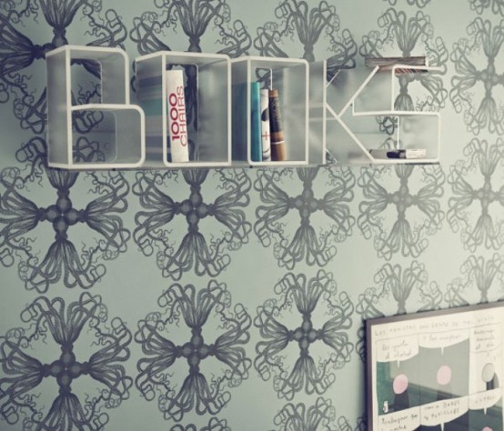 libreria modulare con lettere