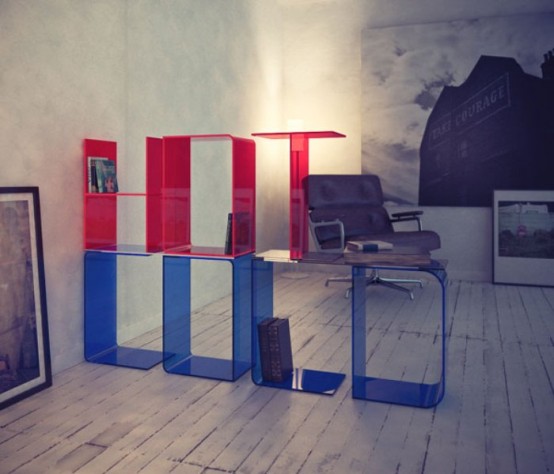 libreria modulare con lettere