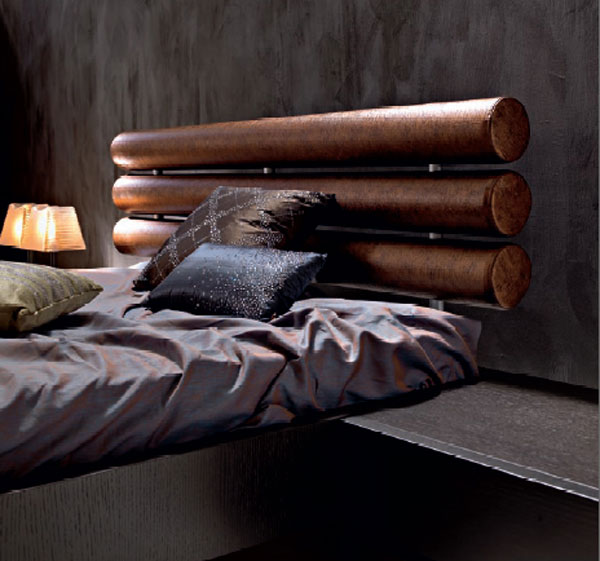 testata letto tronchi legno