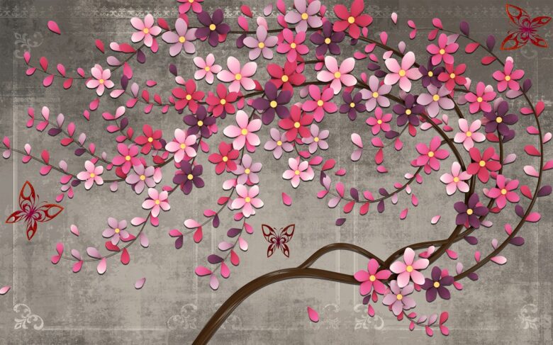 3d,Wallpaper,Tree,Purple,Flower