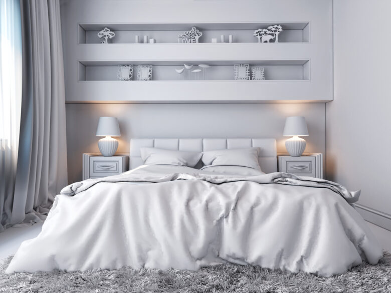 Esempio di una camera da letto in total White.