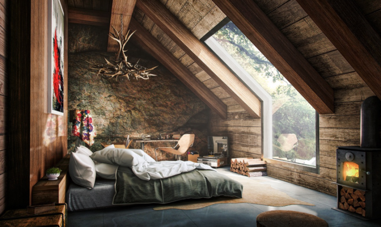 arredare-sottotetto-camera-letto-country
