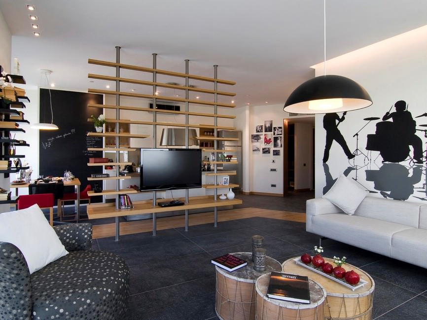 come-separare-stanze-senza-muro-libreria-living-moderno