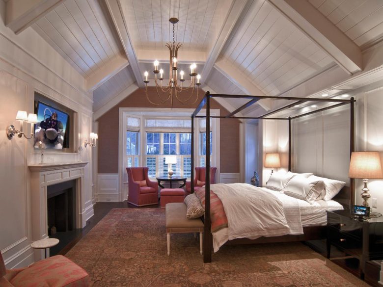 illuminare-camera-letto-lampadario-soffitto-travi