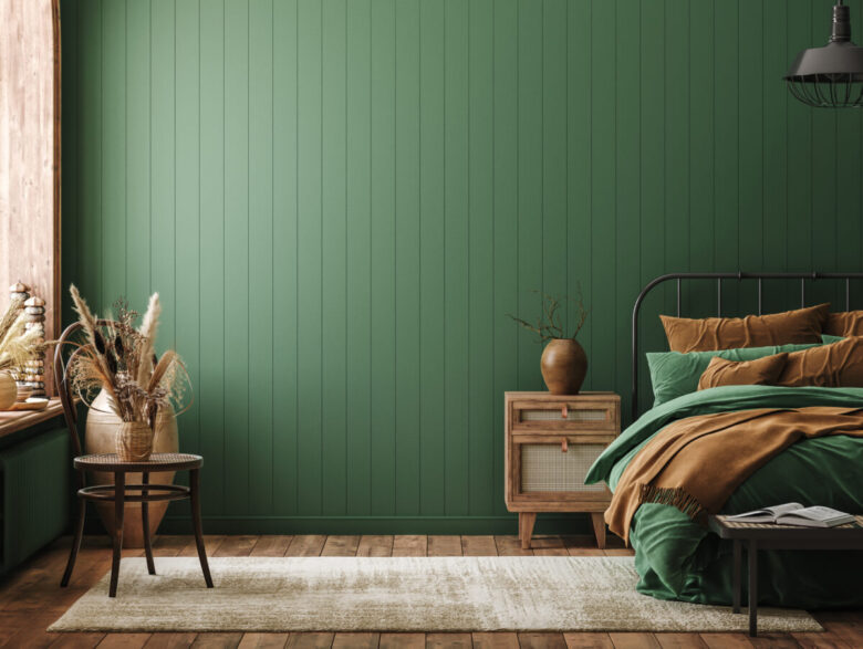Mockup,Frame,In,Bedroom,Interior,Background,,Farmhouse,Style,,3d,Render
