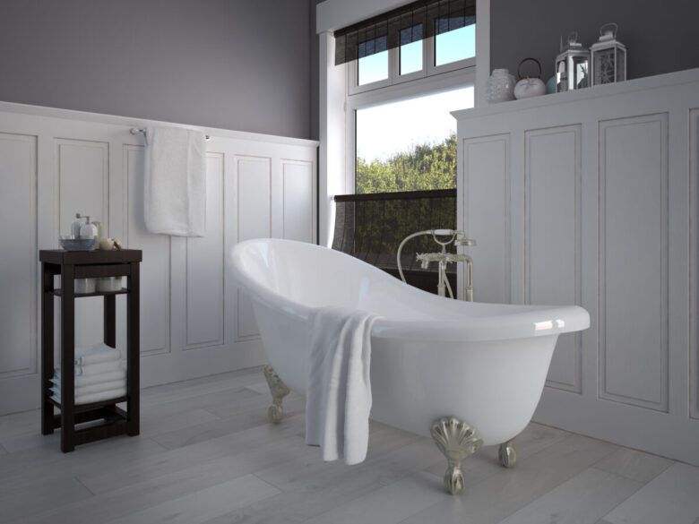 Vintage,Beige,Color,Bathroom,With,A,Golden,Sanitary,Engineering.,3d