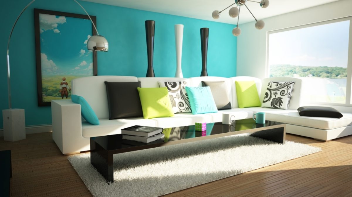 colore-turchese-soggiorno-moderno