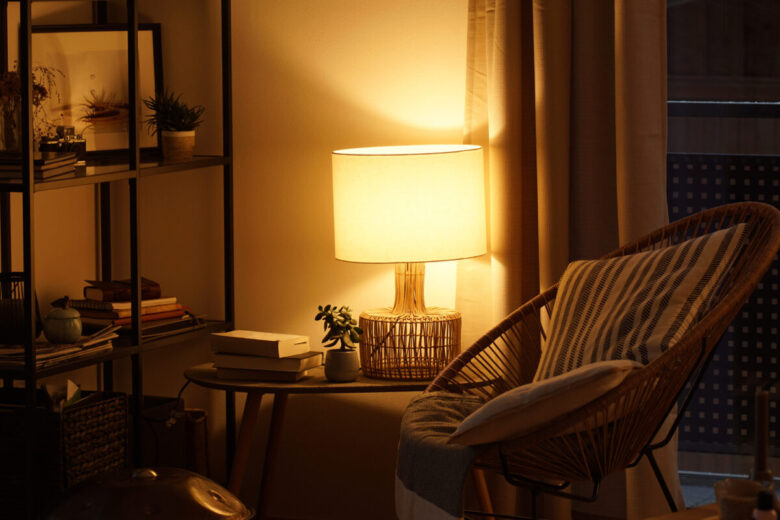 View,Of,A,Cozy,Reader's,Corner,With,A,Table,Lamp