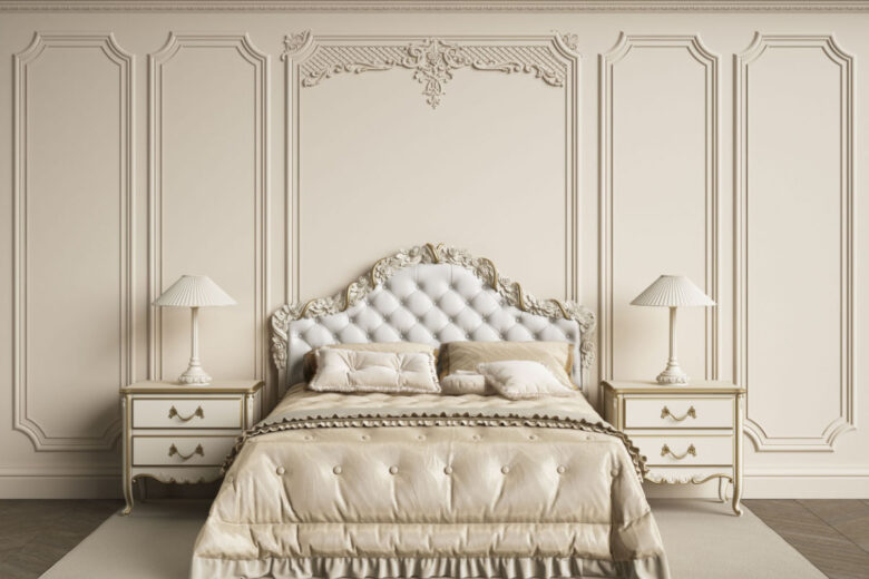 camera-da-letto-arredata-bianco-oro-1