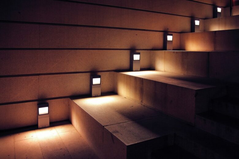 Modern,Minimalism,Style,Stairs,With,Night,Lighting
