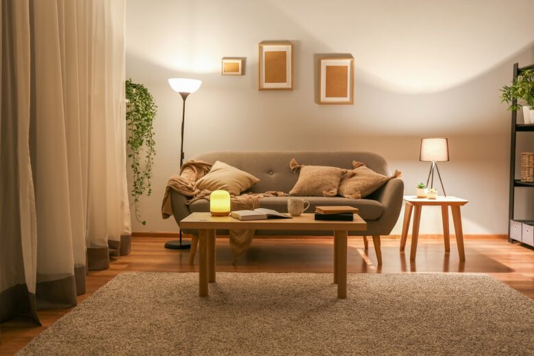 Stylish,Interior,Of,Living,Room,At,Night
