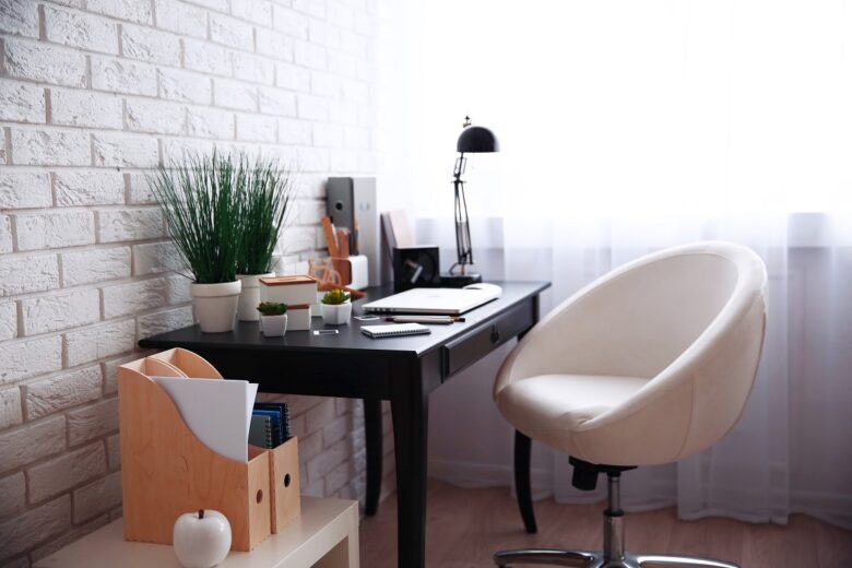 Workplace,With,Laptop,On,Table,At,Home