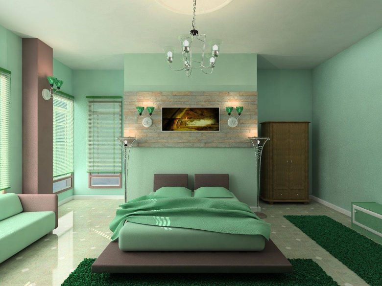 camera-letto-verde-menta-lussuosa