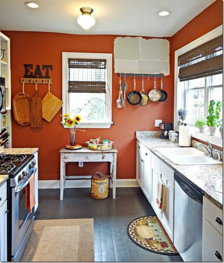 cucina-arancione-muro