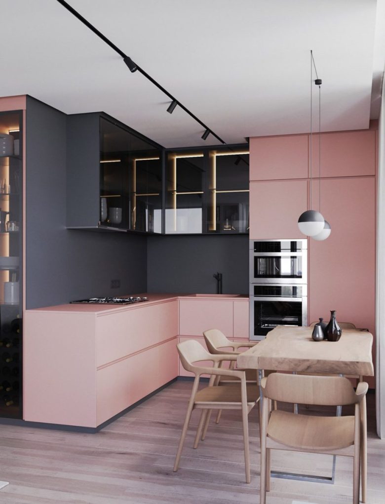 arredare-cucina-rosa-minimal