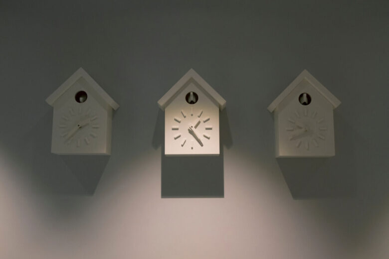 Three,Cuckoo,Clocks,On,The,Wall
