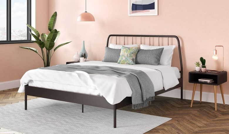 camera-da-letto-verde-grigio-rosa