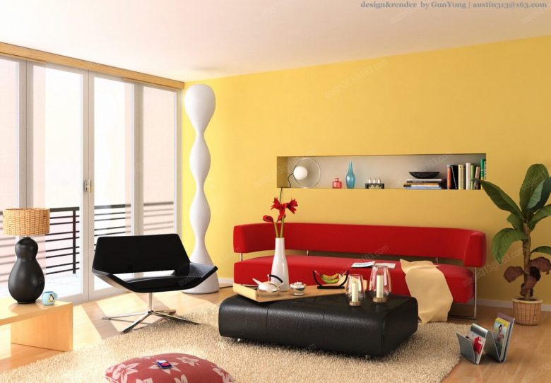 soggiorno-color-giallo-limone-contemporaneo