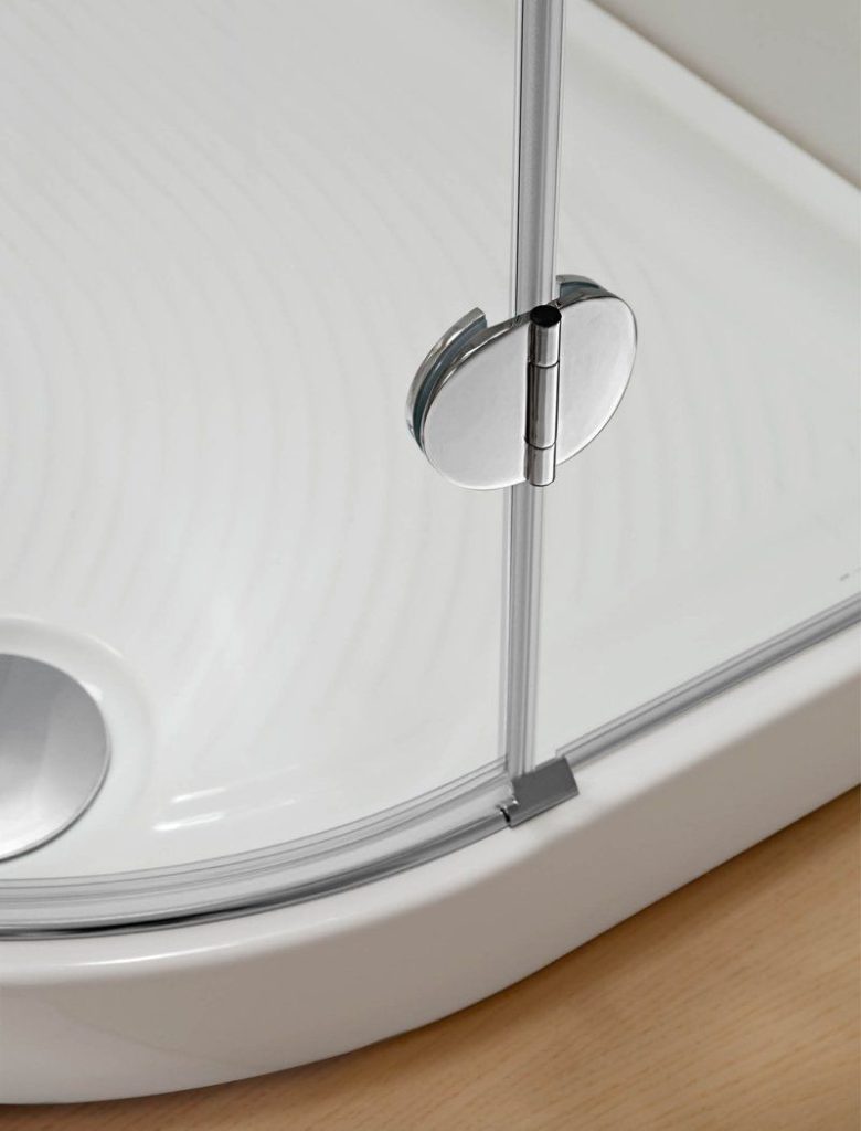 Corner shower base / ceramic / extra-flat
