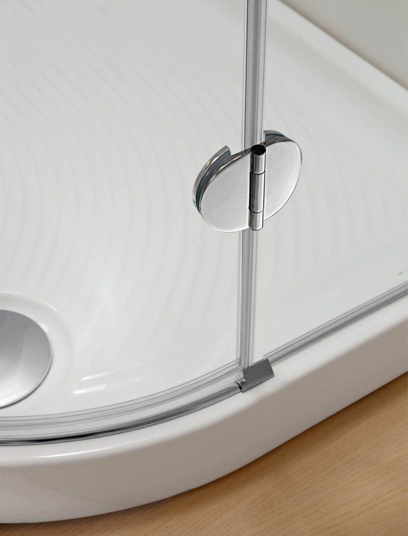Corner shower base / ceramic / extra-flat