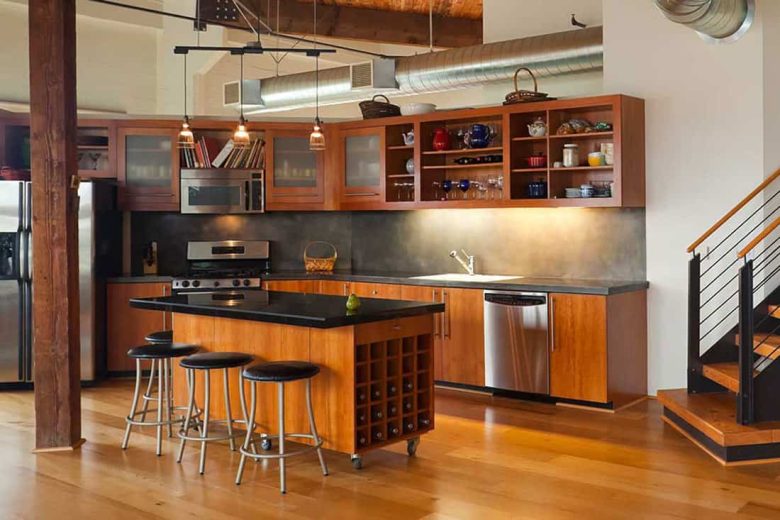 cucina-industriale-marmo-e-legno