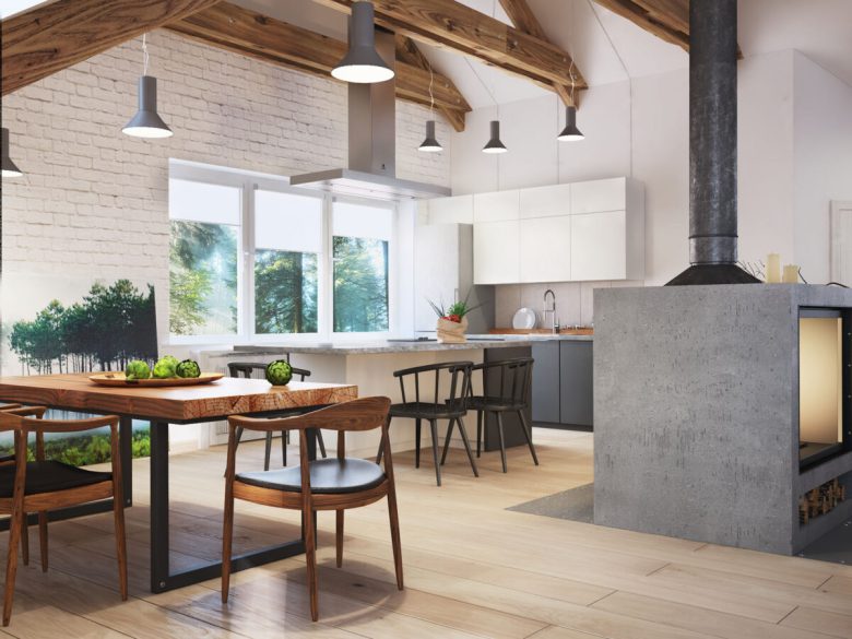 cucina-con-camino-nordica