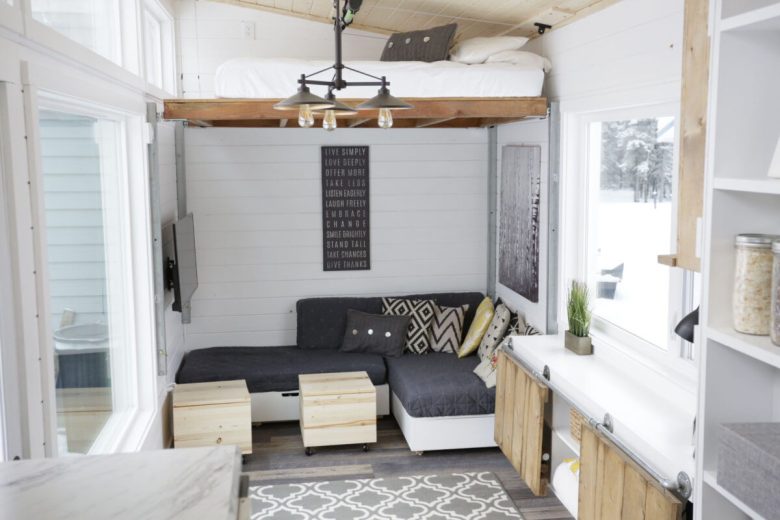 small bedroom solutions A Tiny House with a Unique &amp; Clever Bedroom Solution