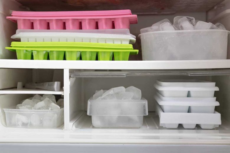Full of ice cubes in freezer get ready for summer.