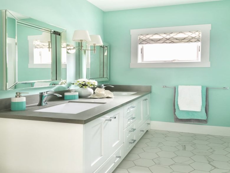turquoise bathroom accessories Elegant light blue gray bathroom Turquoise Bathrooms Timeless and