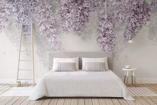 Pareti color glicine per una camera da letto retrò e romantica