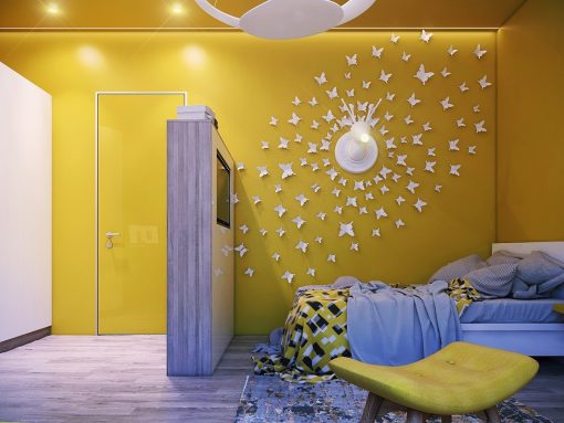 Pareti giallo limone: vivacità in camera da letto