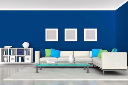 Soggiorno pareti color cobalto: spunti eleganti