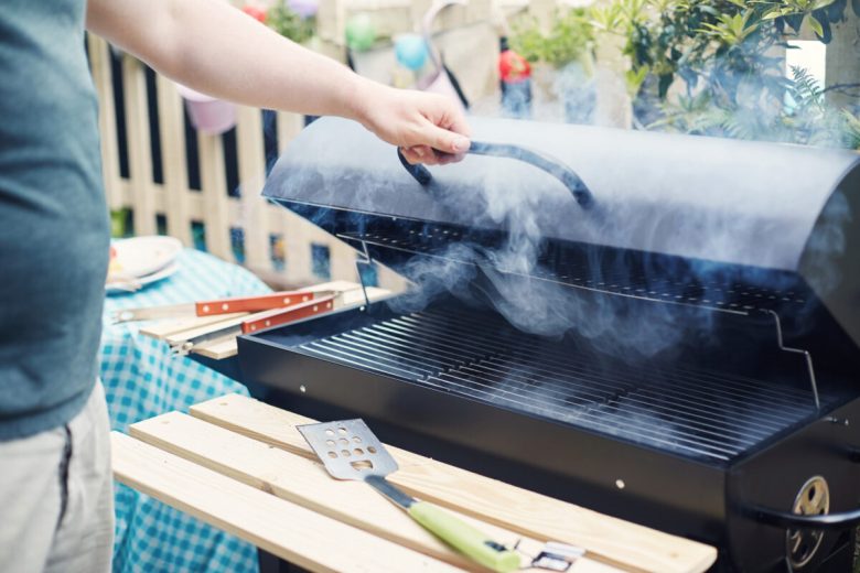 Man setting up a barbecue