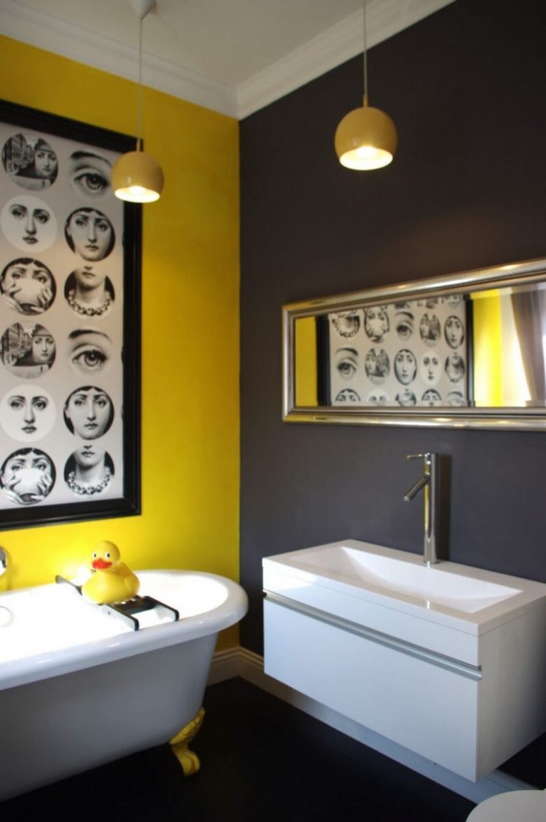 Bathroom With Yellow Grey Wall Colors Ideas For The House