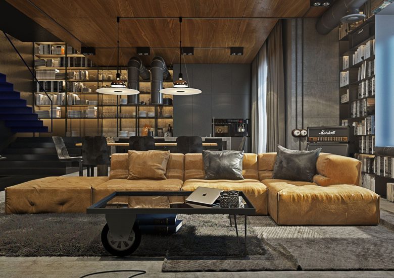 Stile-industrial-chic-arredare-il-soggiorno-2