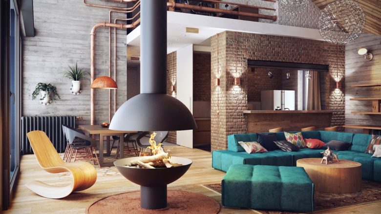 Stile-industrial-chic-arredare-il-soggiorno-3
