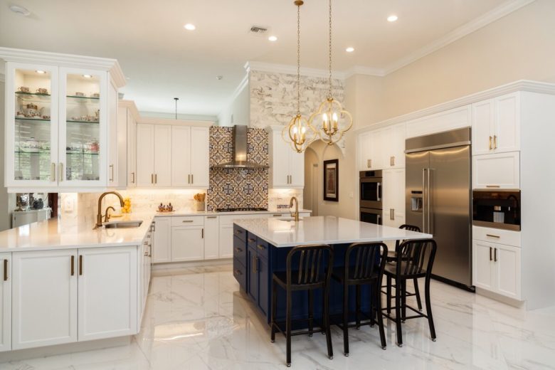 Modern White Kitchen in Estate Home