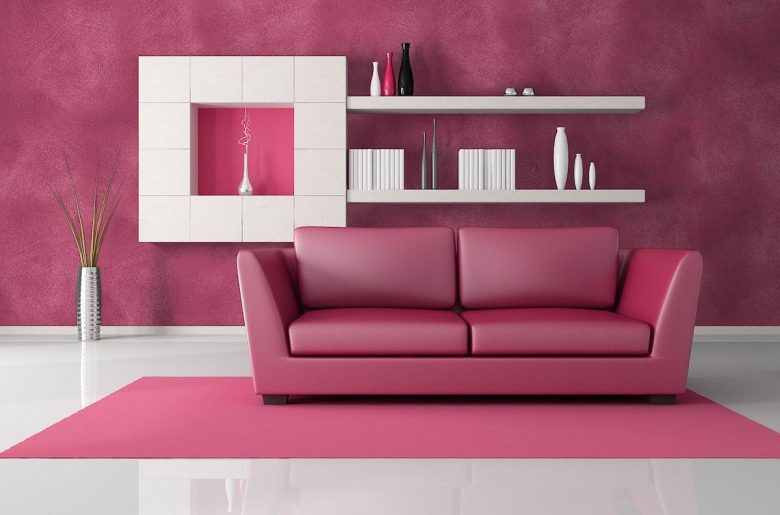 pink and black living room