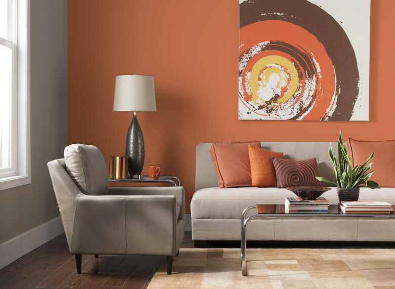 Orange Paint Ideas For Living Room Burnt Color Colors Delectable