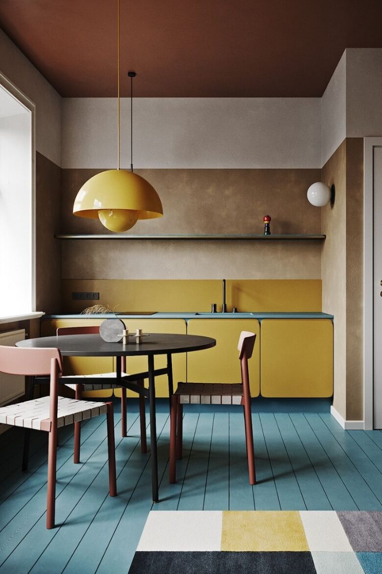 Pareti cucina color giallo miele