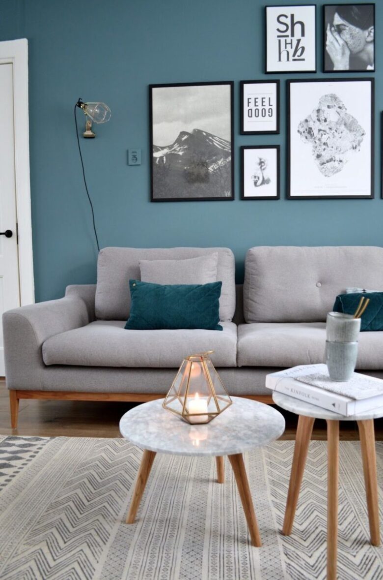 Soggiorno pareti color denim