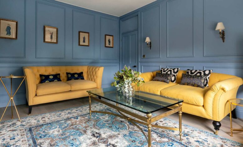 Soggiorno pareti color denim