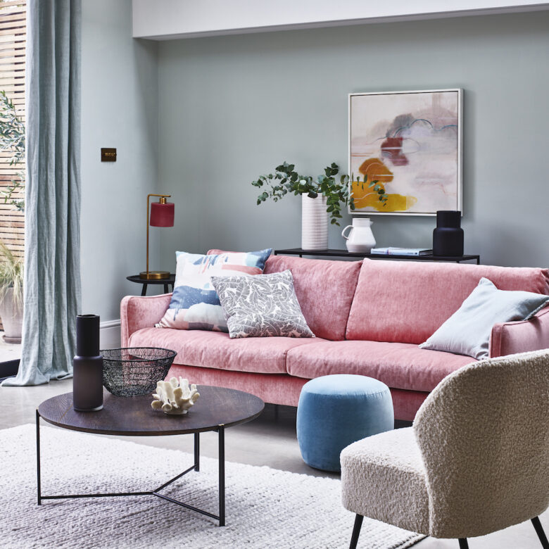 Soggiorno pareti color denim