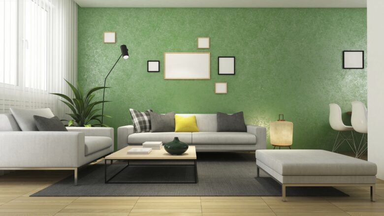 soggiorno-verde-oliva-parquet