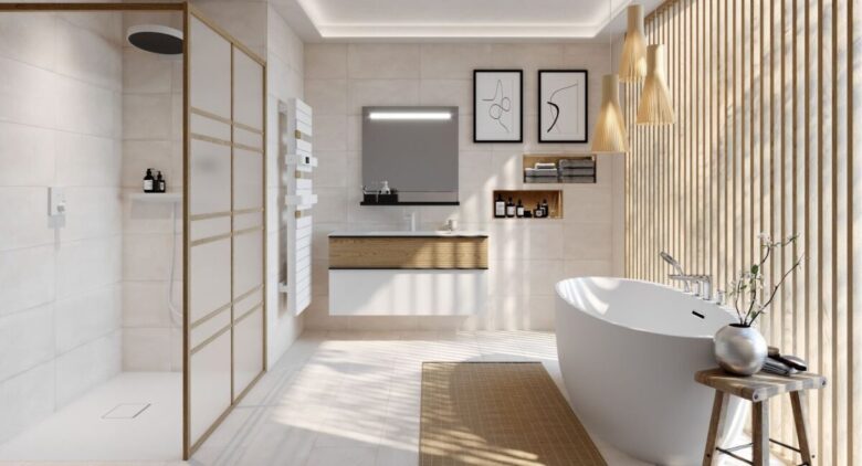Bagno pareti color magnolia