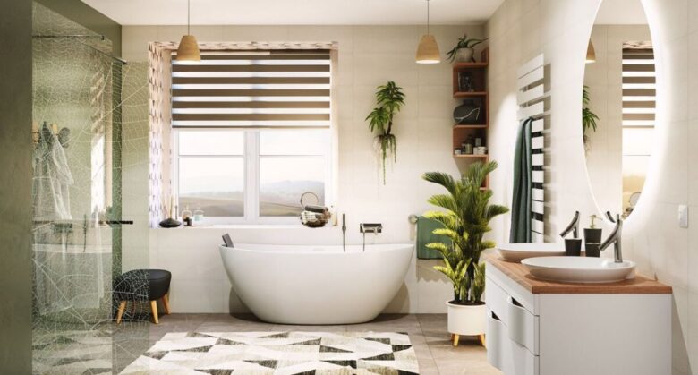 Bagno pareti color magnolia